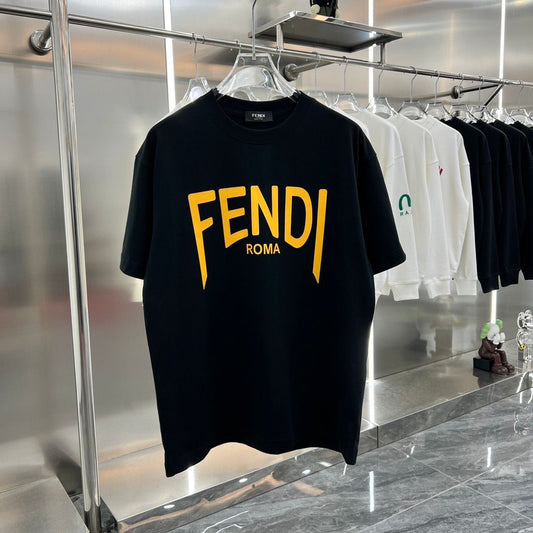 FENDI || Logo Drop Shoulder Cotton T-Shirt