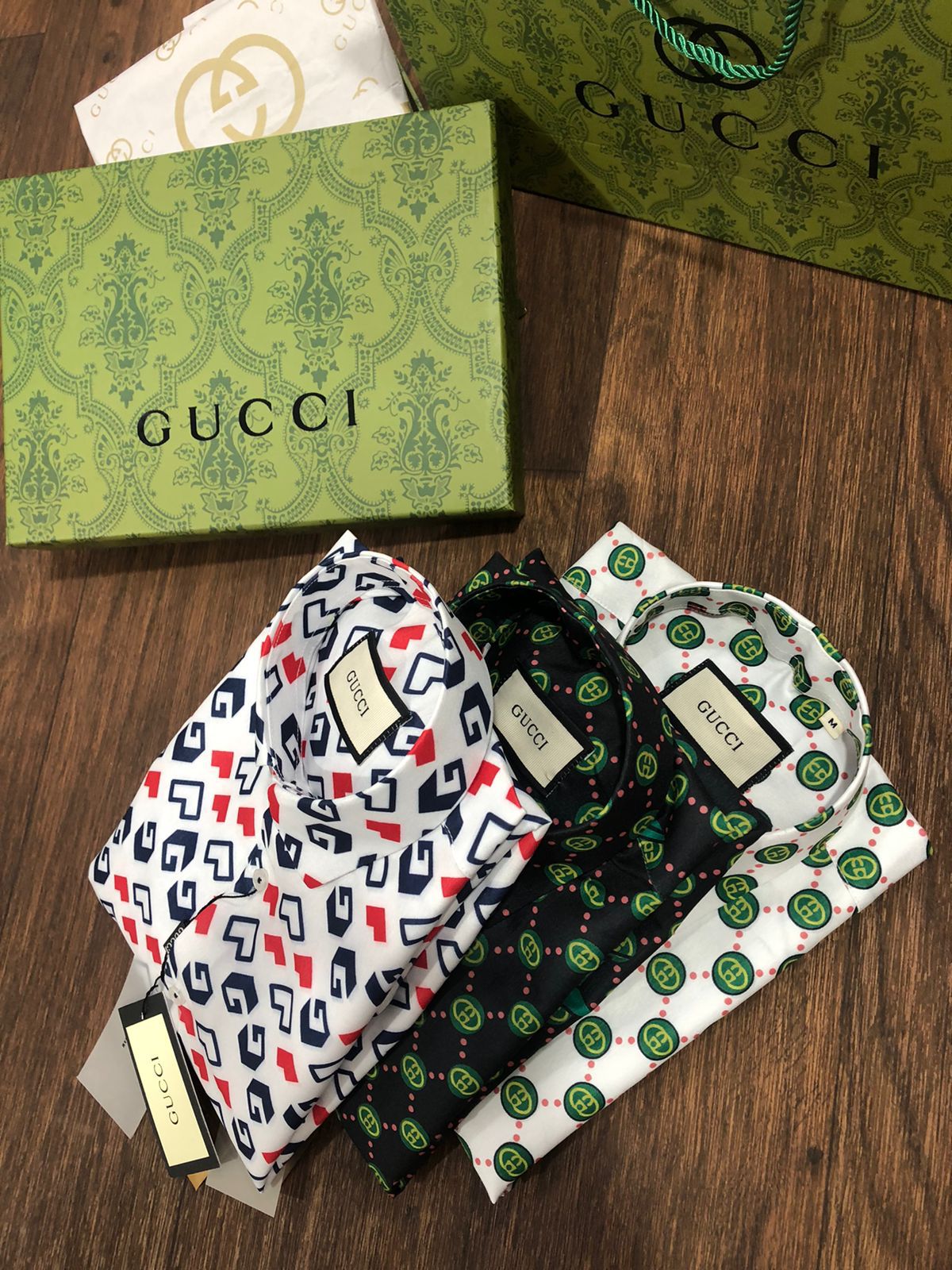 GUCCI || PRINTED SHIRT BLACK GG MONOGRAM LOGO