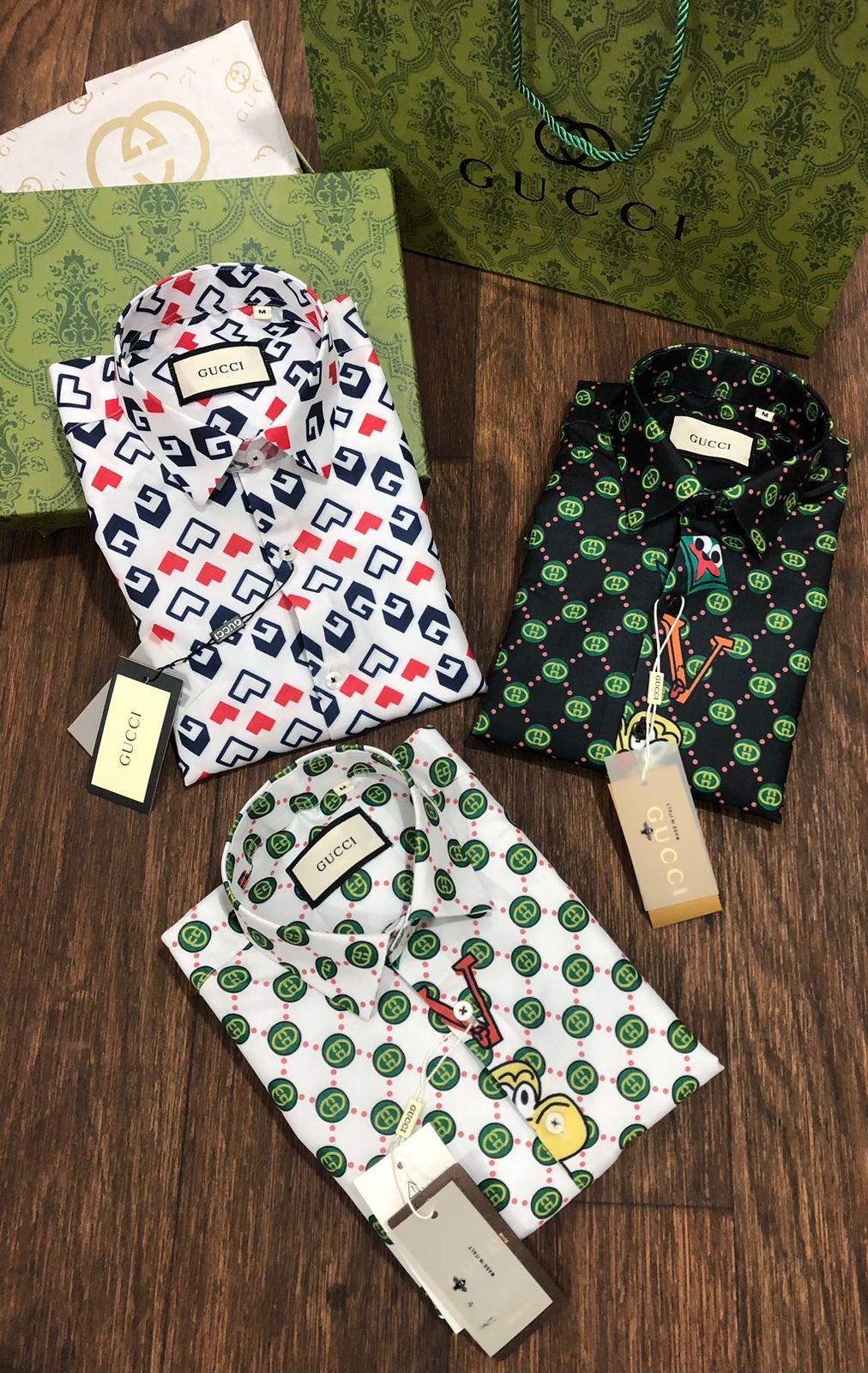 GUCCI || PRINTED SHIRT BLACK GG MONOGRAM LOGO