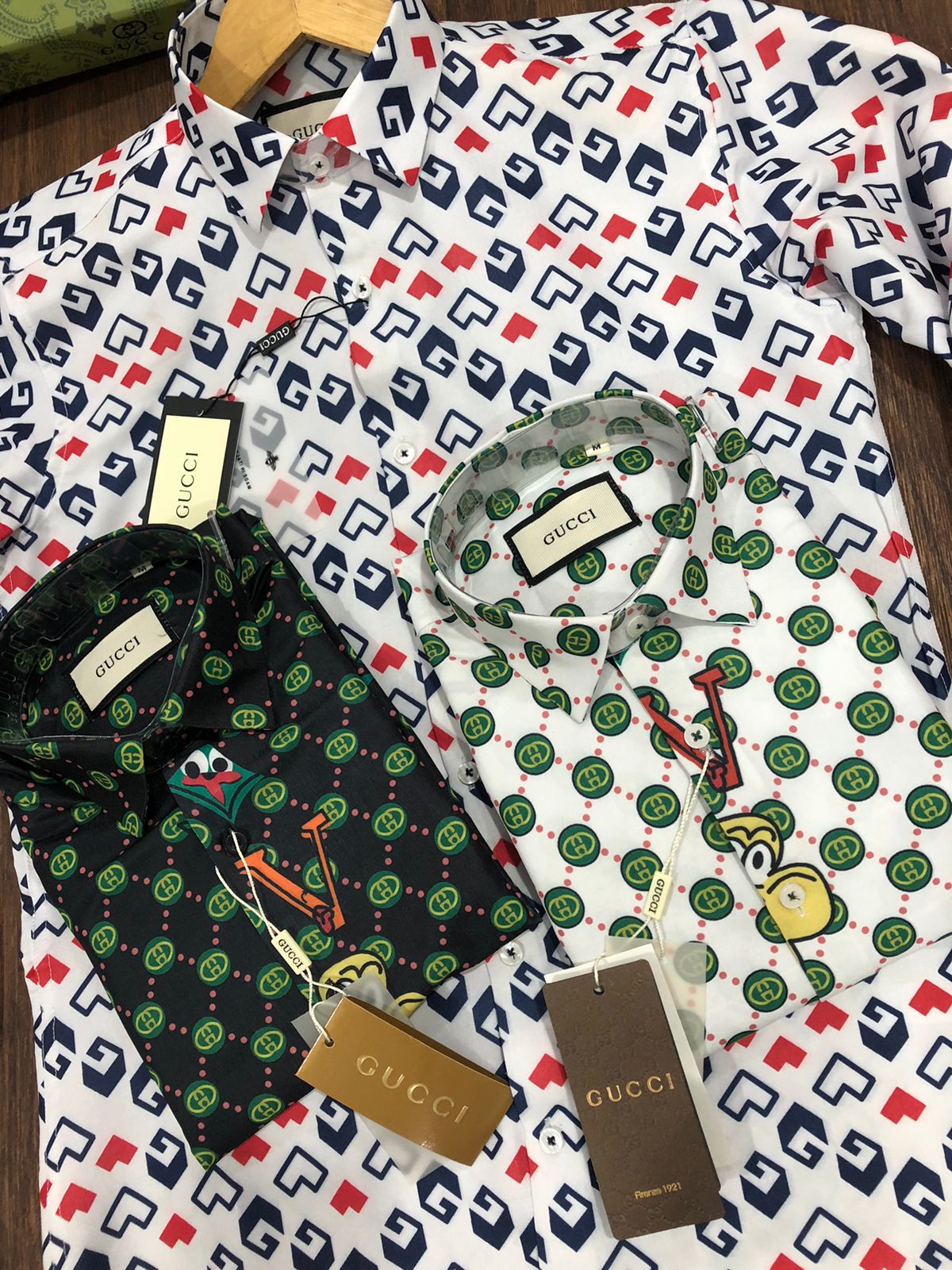 GUCCI || PRINTED SHIRT BLACK GG MONOGRAM LOGO