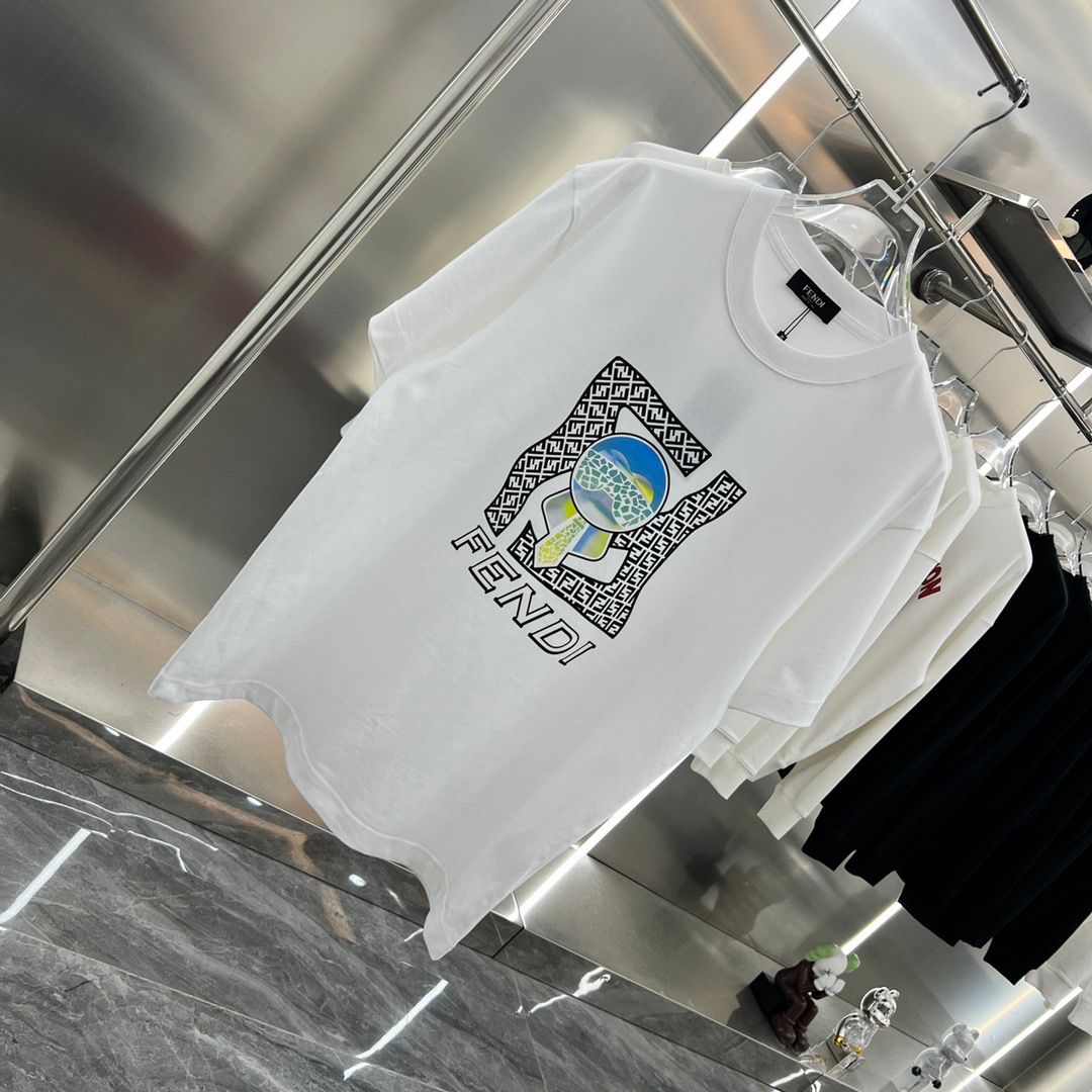 FENDI || Italian Luxury Brand Based IN Florence Italy Drop Shoulder Authentic Quality Tees