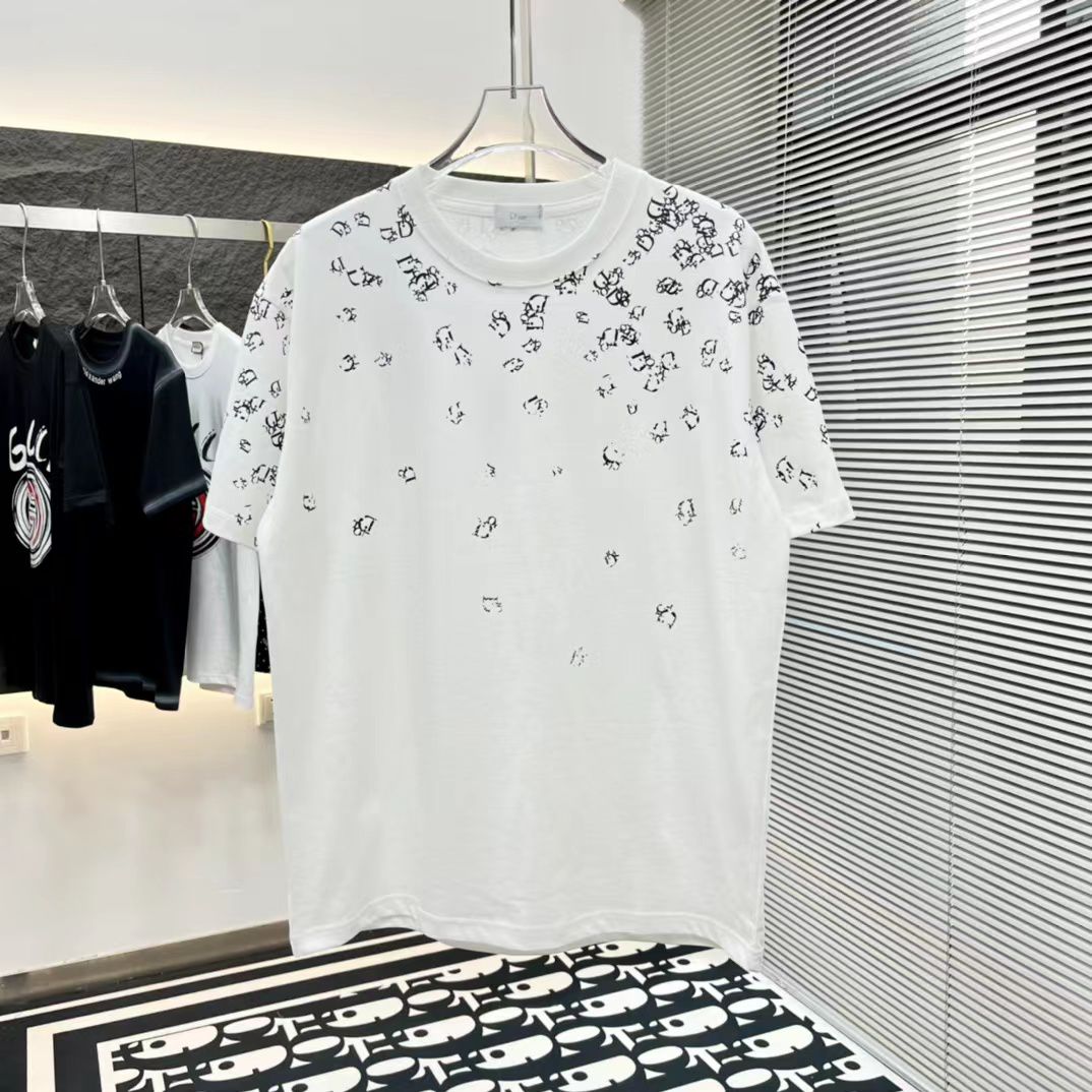 CHRISTIAN DIOR || Embellished Logo-Print T-Shirt In White