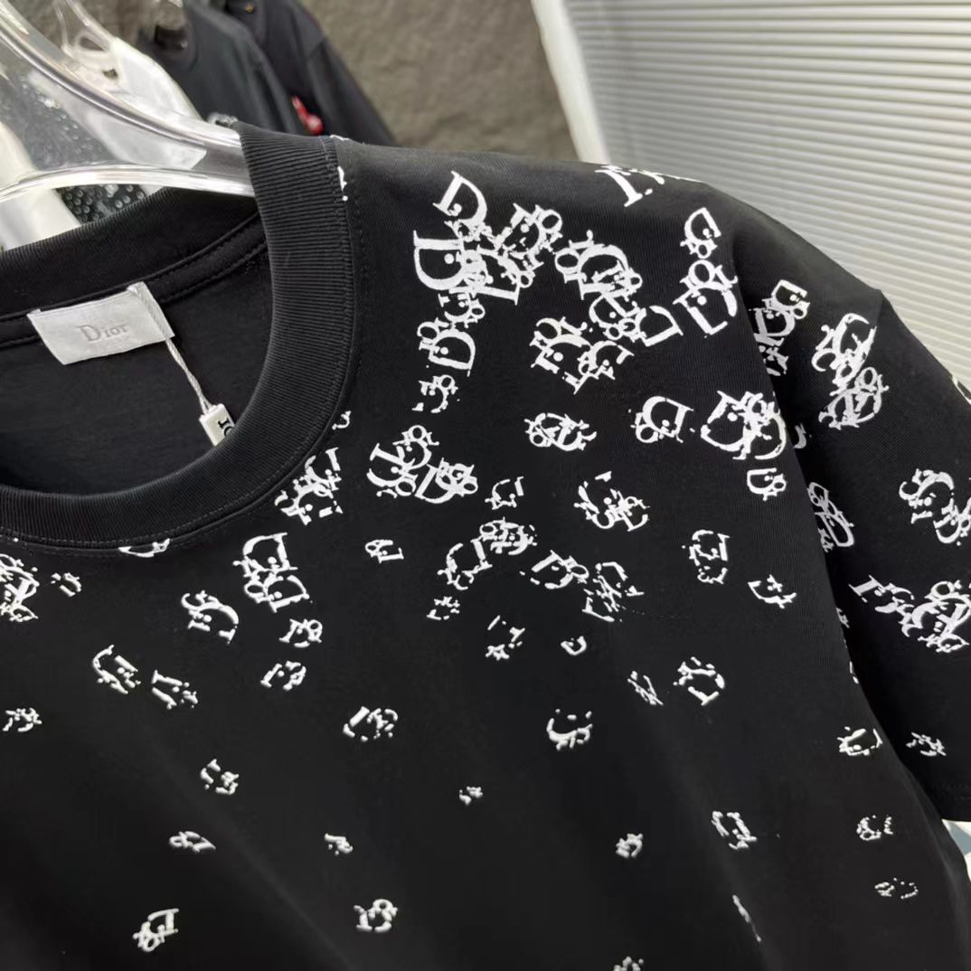 CHRISTIAN DIOR || Embellished Logo-Print T-Shirt In Black