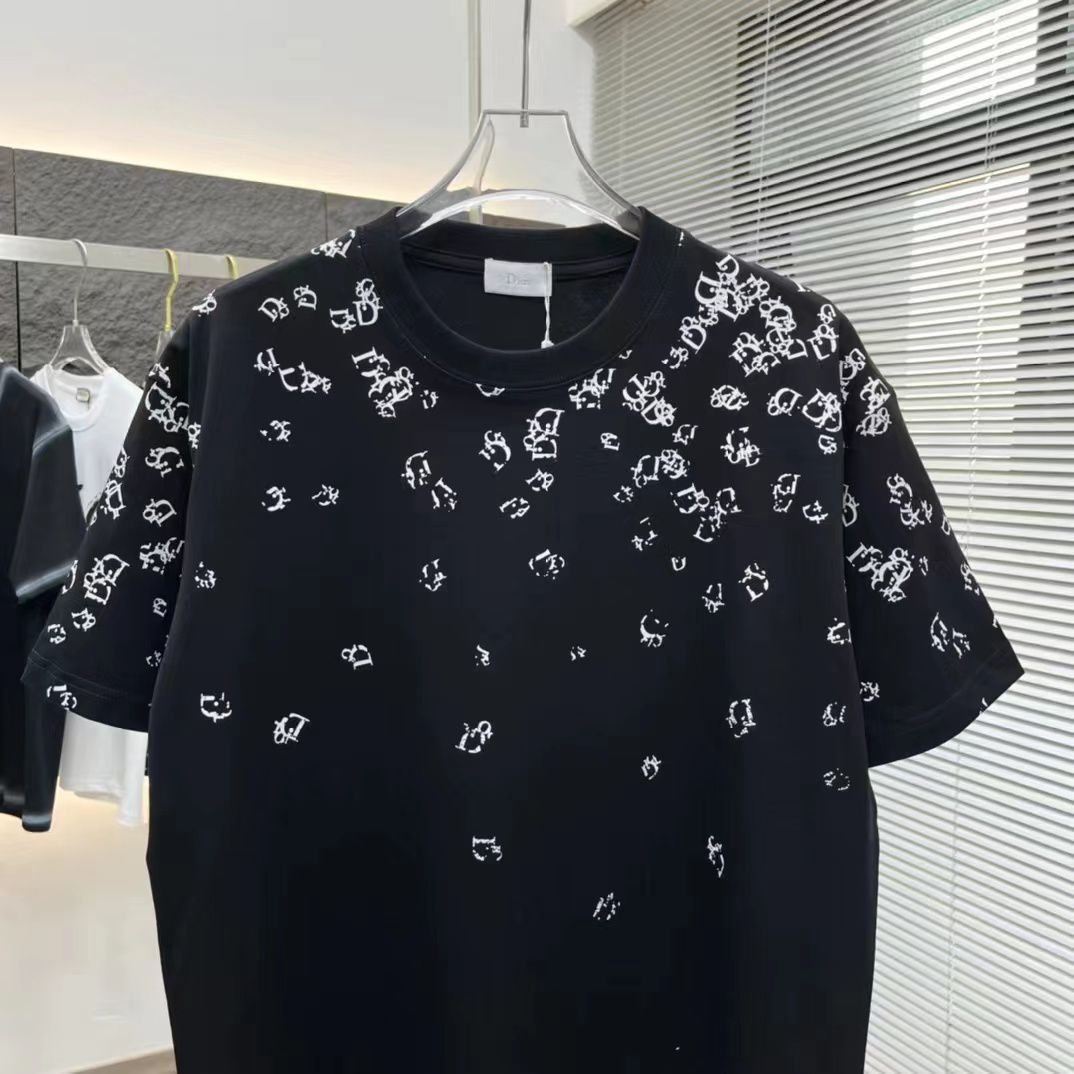 CHRISTIAN DIOR || Embellished Logo-Print T-Shirt In Black