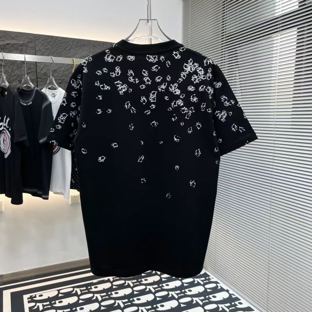 CHRISTIAN DIOR || Embellished Logo-Print T-Shirt In Black