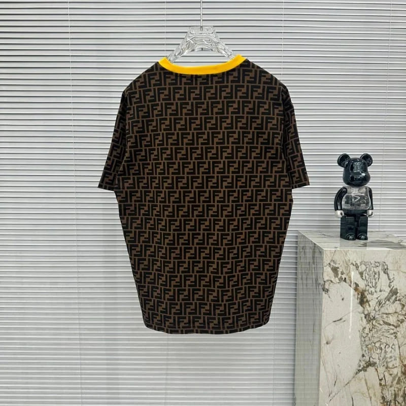 FENDI || Crew Neck Monogram Street Style Cotton Short Sleeves T-Shirt /BROWN