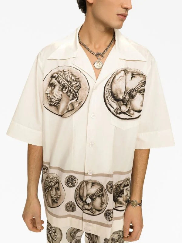 Dolce & Gabbana | Button-down Street Style Cotton Short Sleeves Shirt Front Button