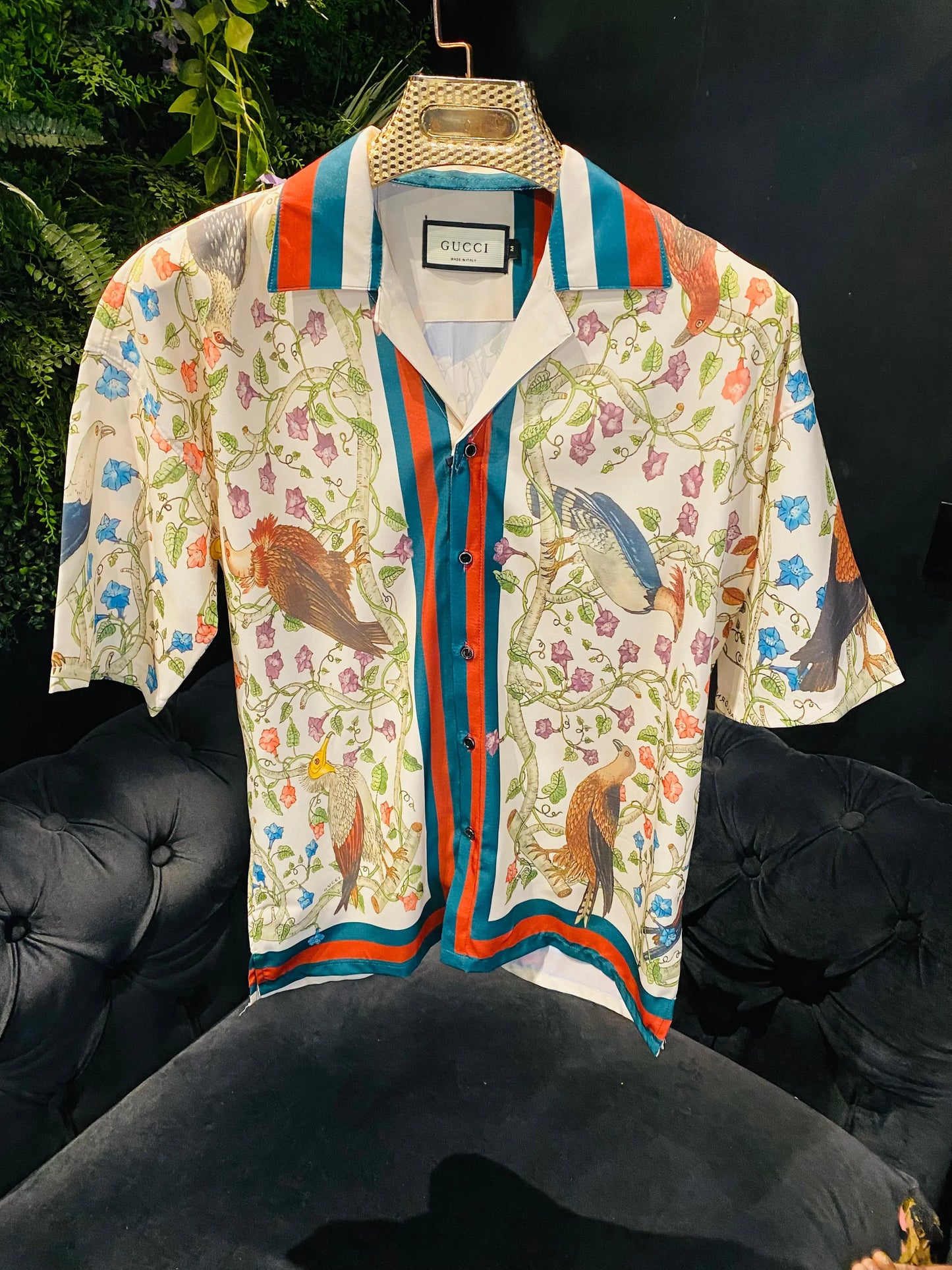 GUCCI || Camp Collar Printed Silk Shirt