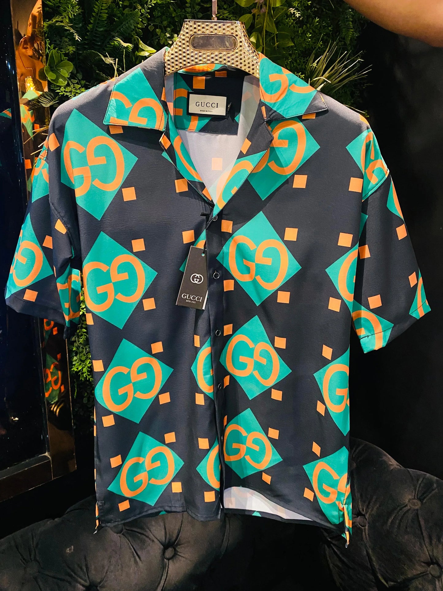 GUCCI || Geometric Logo-Print Shirt - Black