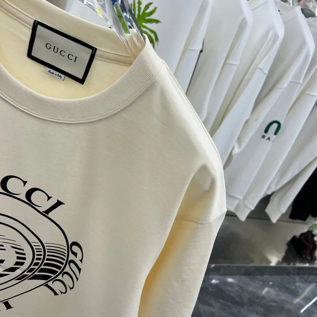 GUCCI || Record Logo Print Tee In White