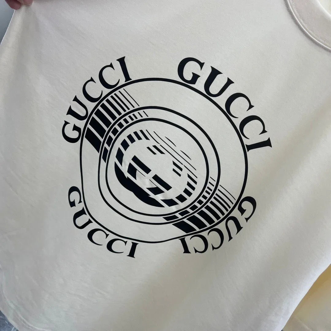 GUCCI || Record Logo Print Tee In White