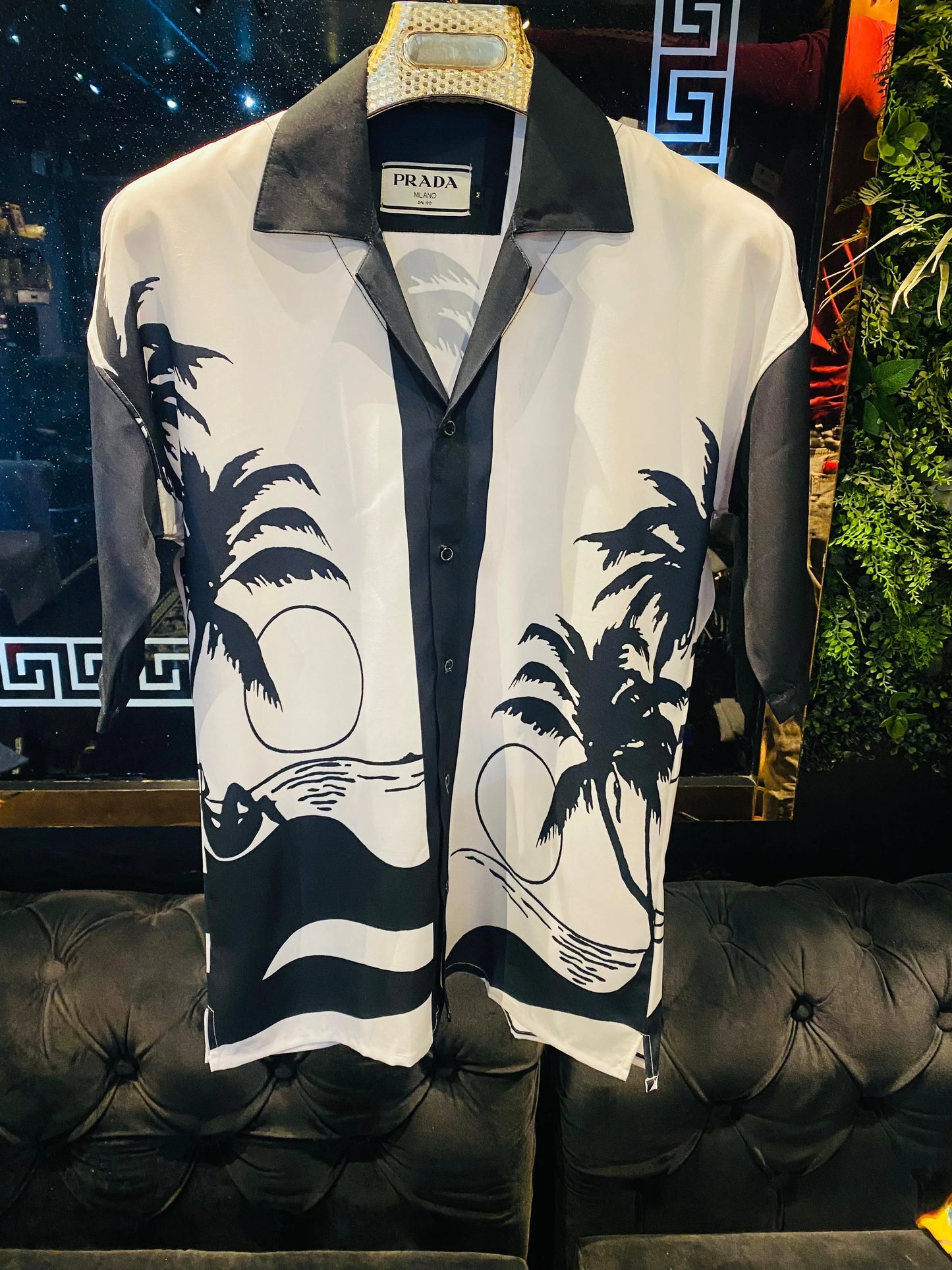 PRADA || Black And White Lapel Man Shirt