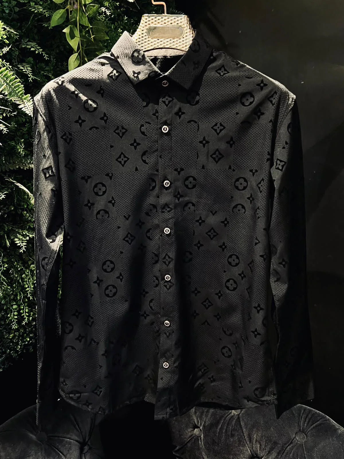 LOUIS VUITTON || High End Quality Self Emboosed Valvet Flocking Fabric Shirt