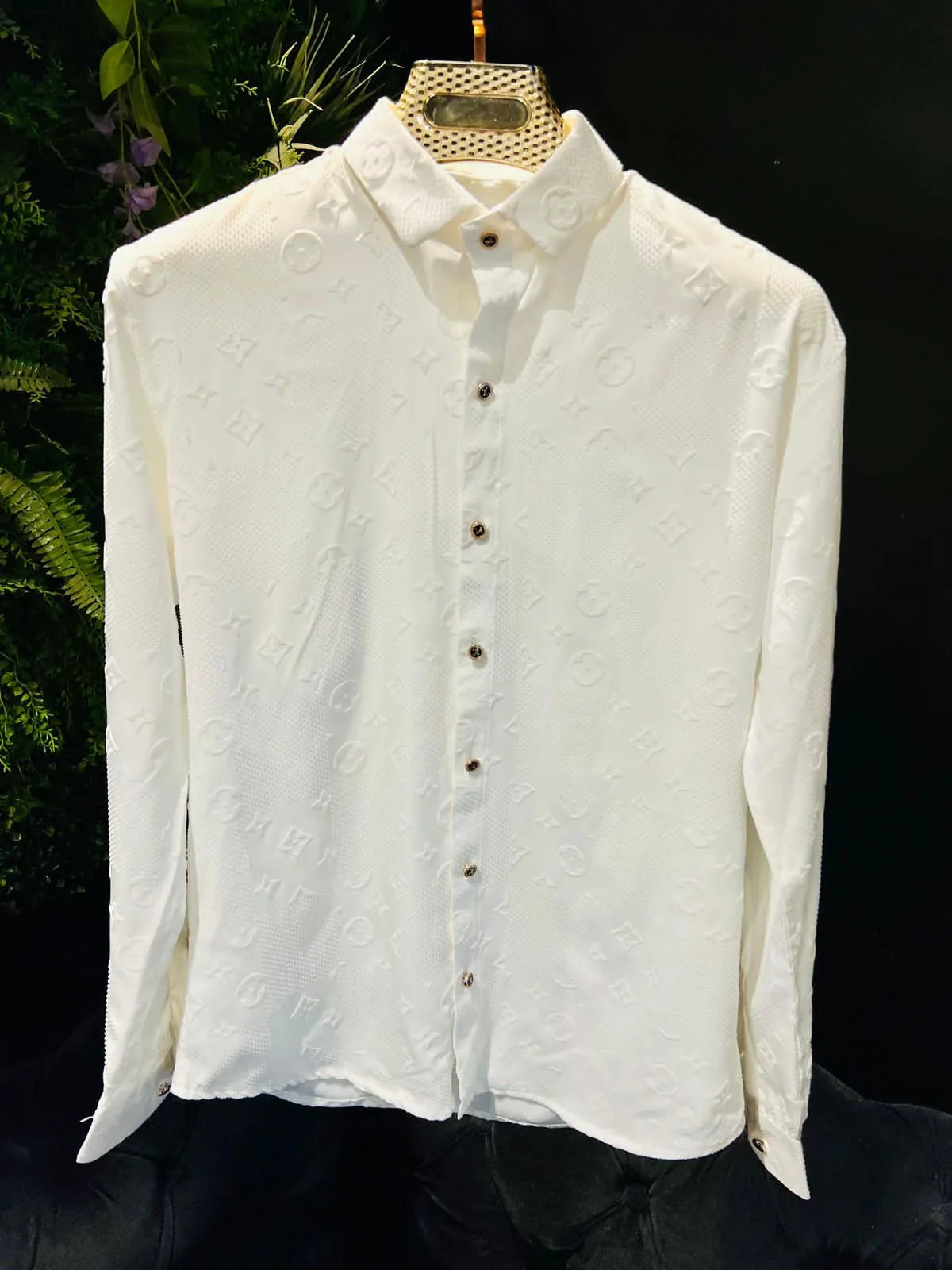 LOUIS VUITTON || High End Quality Self Emboosed Valvet Flocking Fabric Shirt