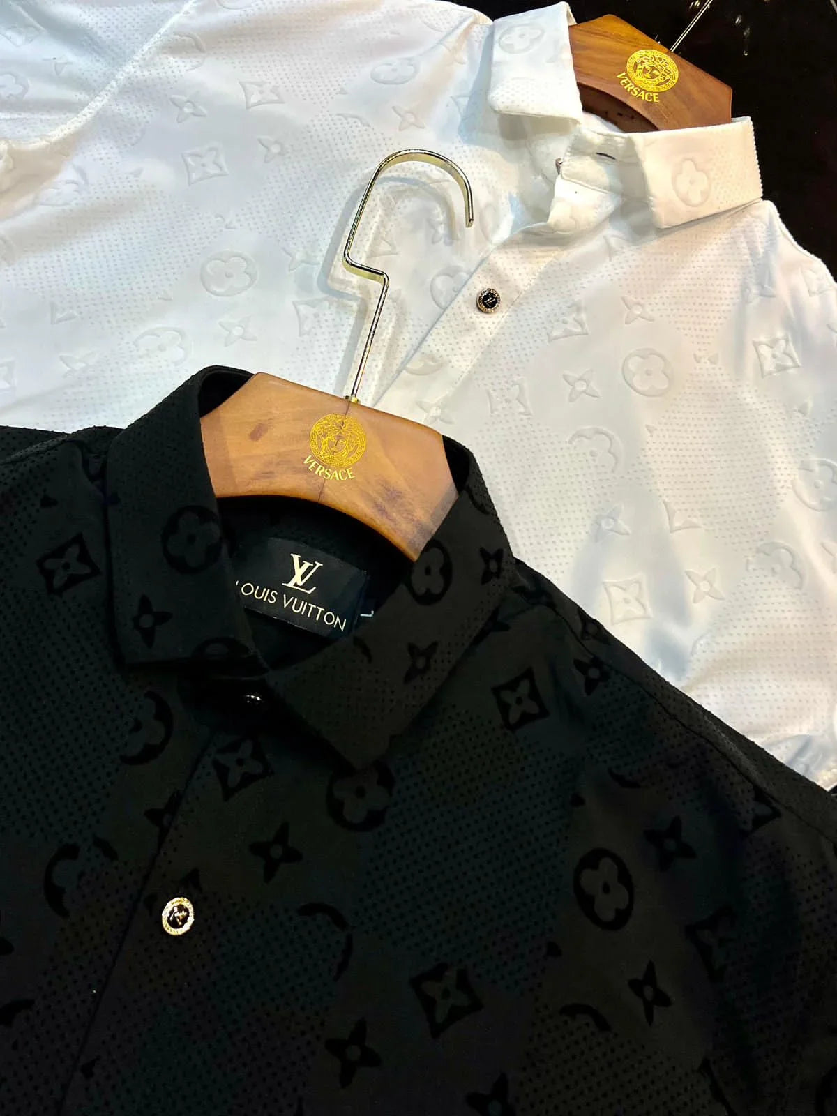 LOUIS VUITTON || High End Quality Self Emboosed Valvet Flocking Fabric Shirt