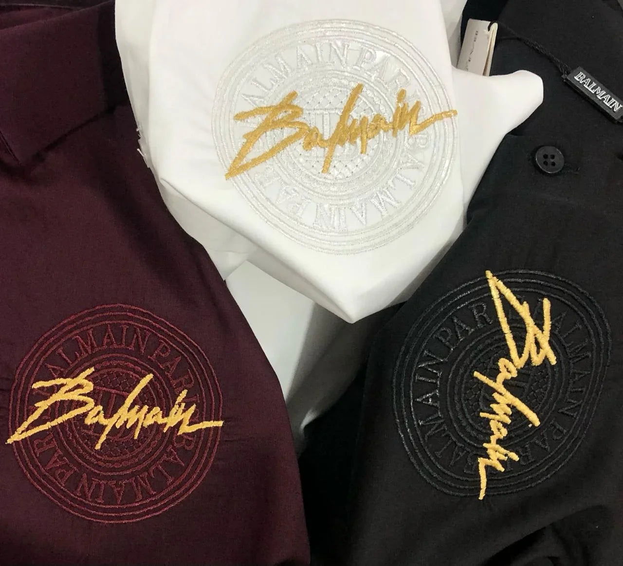 BALMAIN || Signature Logo Patch Shirt For Men