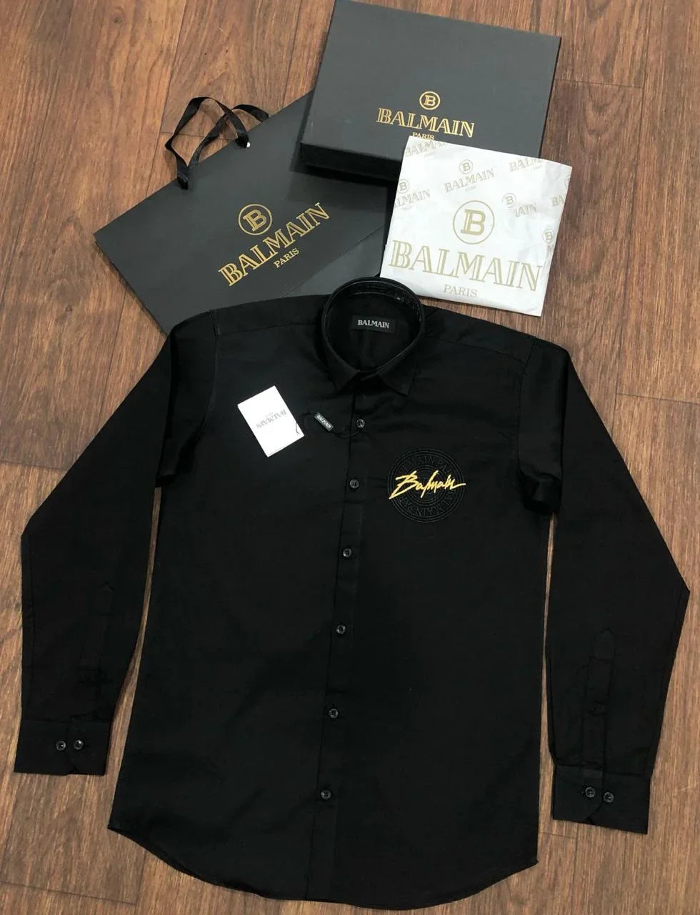 BALMAIN || Signature Logo Patch Shirt For Men