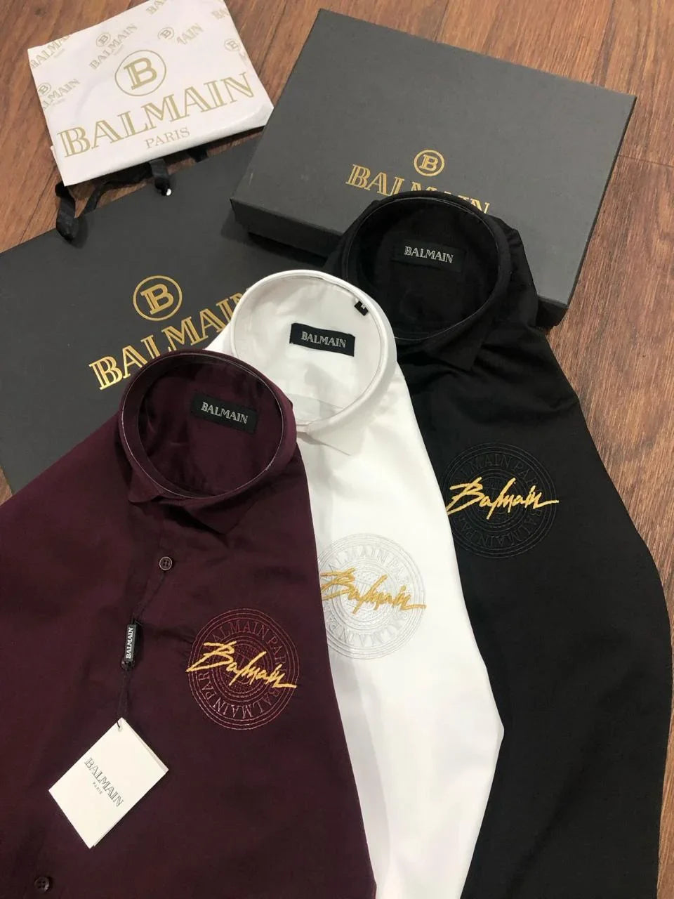 BALMAIN || Signature Logo Patch Shirt For Men