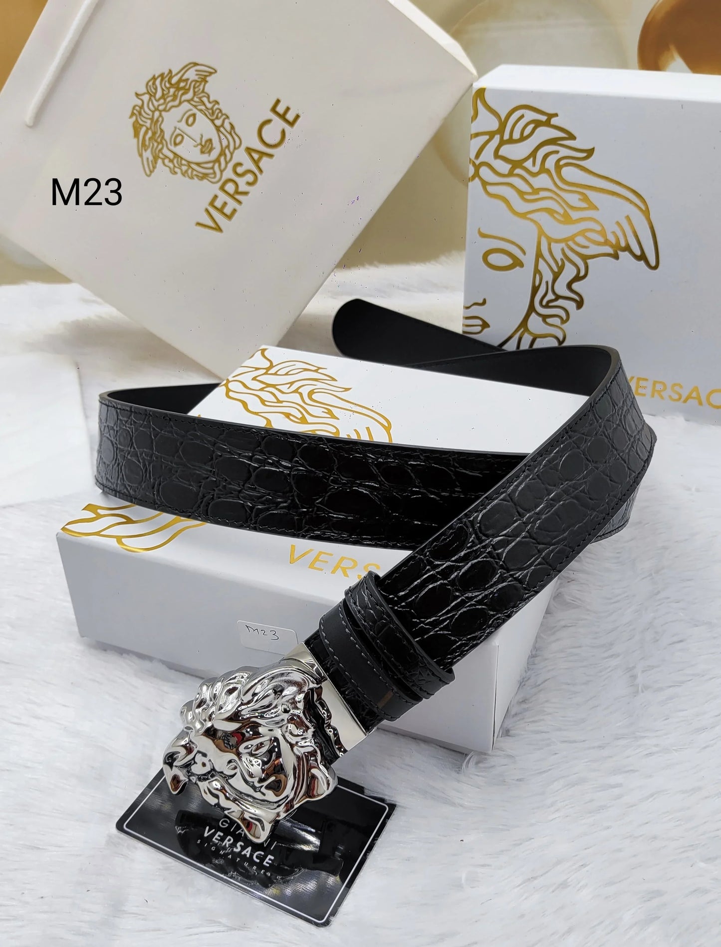 VERSACE ||  Medusa Head leather belt