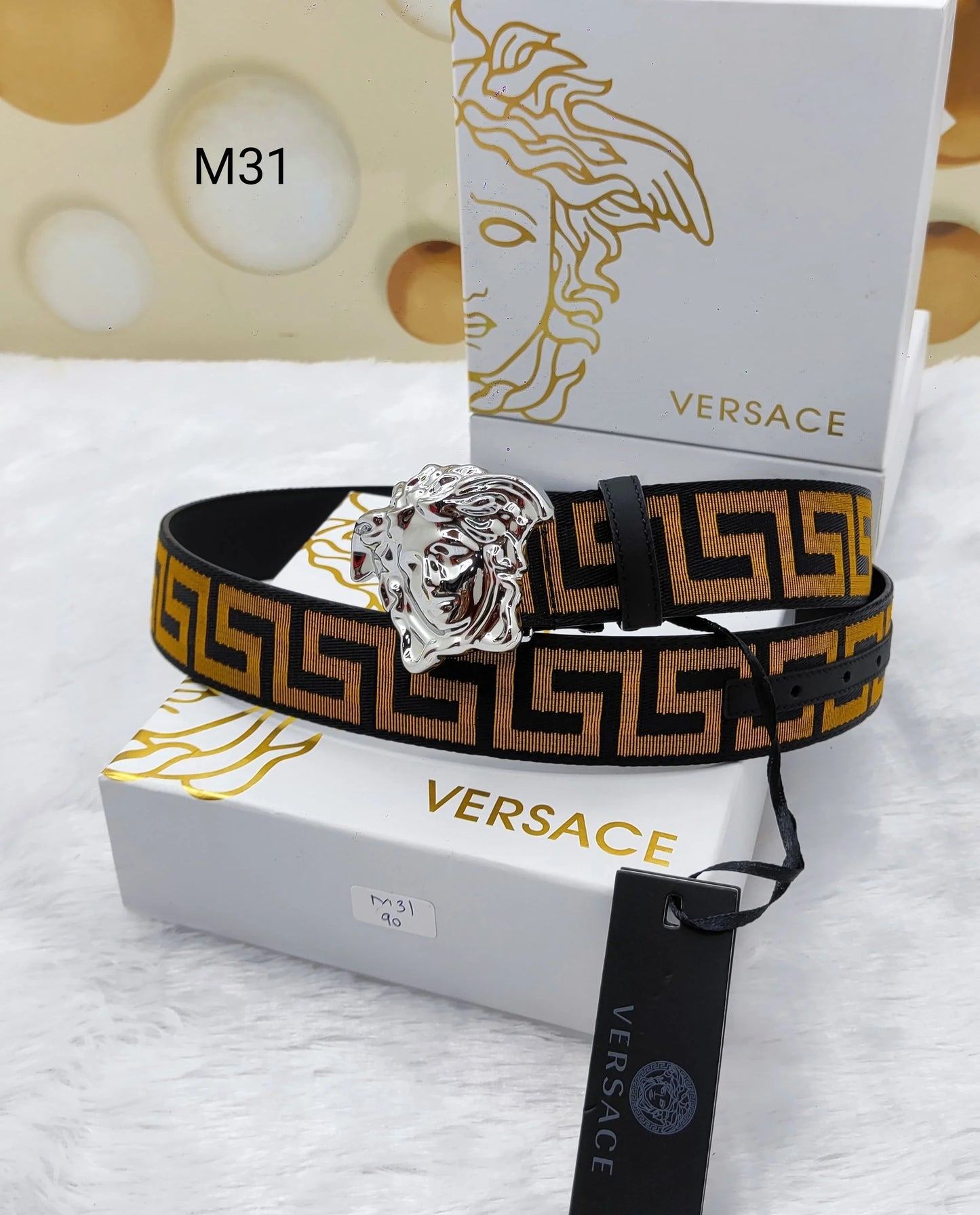 VERSACE || Medusa Buckle Woven Belt