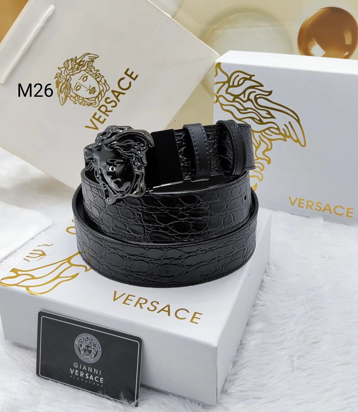 VERSACE ||  Medusa Head leather belt