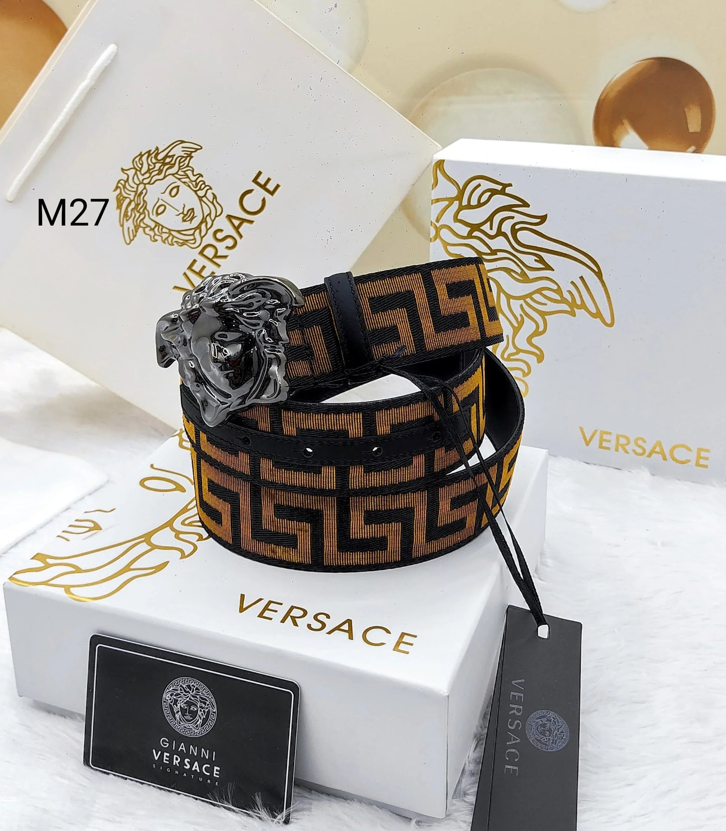 VERSACE || Medusa Buckle Woven Belt