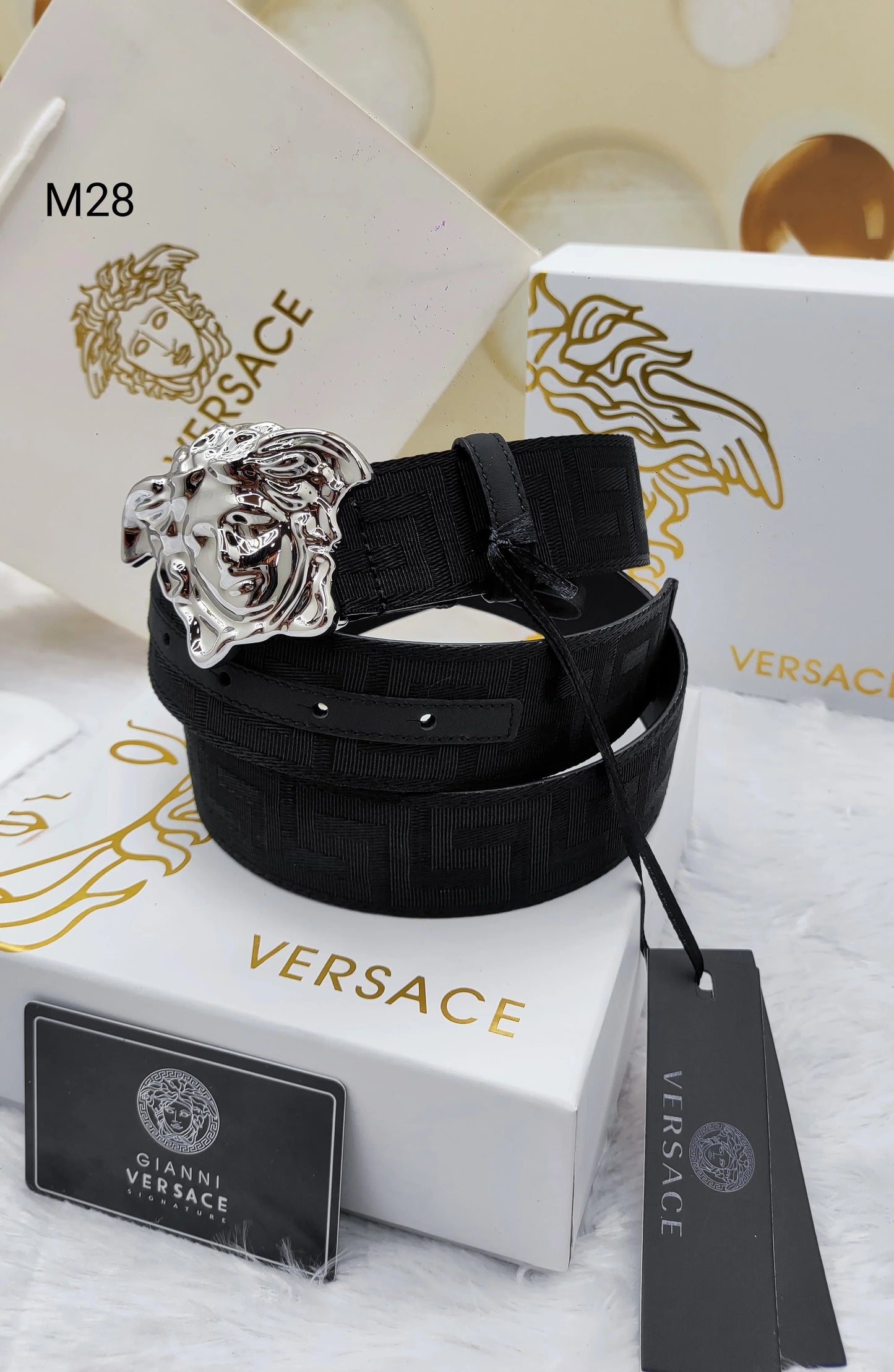 VERSACE || Medusa Buckle Woven Belt