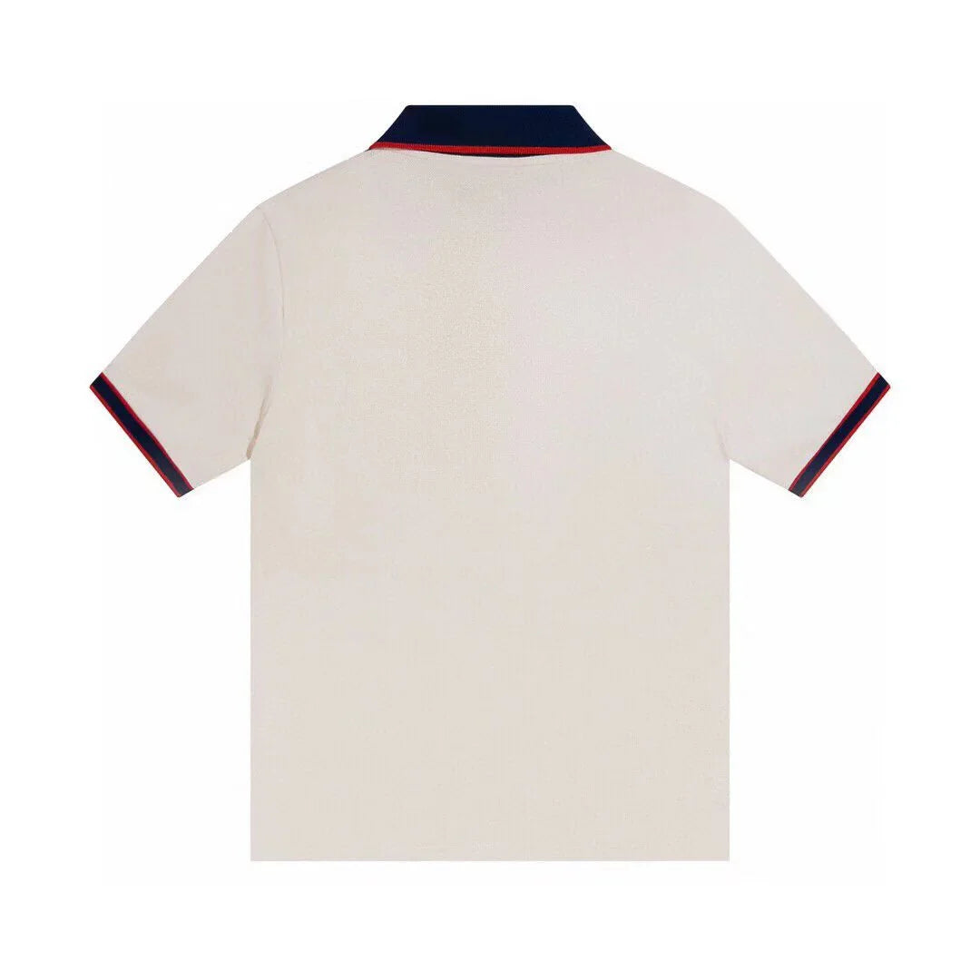 GUCCI || Men's White Interlocking G Cotton Piquet Polo