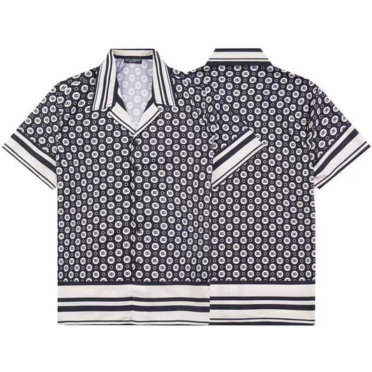 DOLCE & GABBANA || Geometric-Print Silk Shirt In White