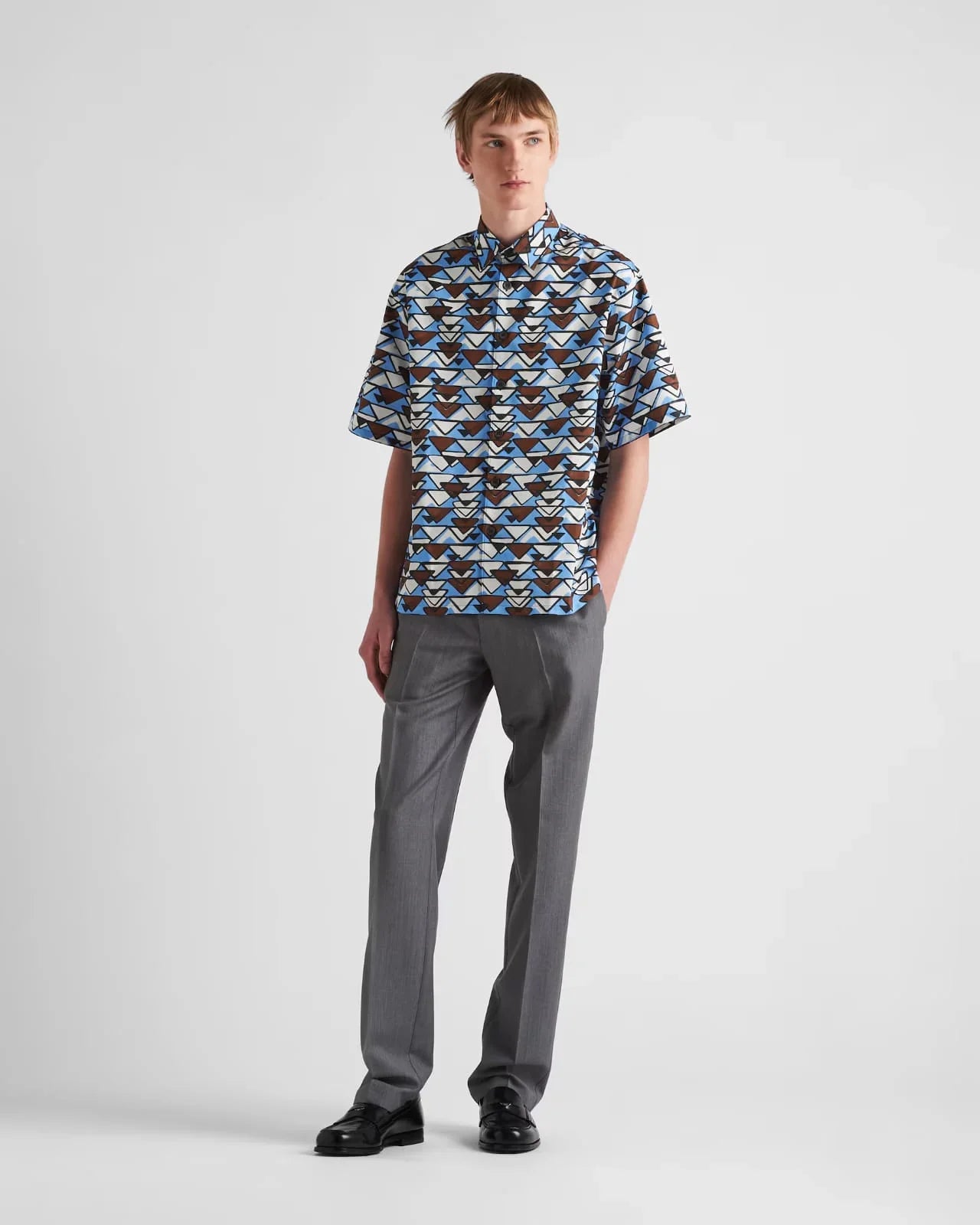 PRADA || Short-Sleeved Silk Twill Shirt