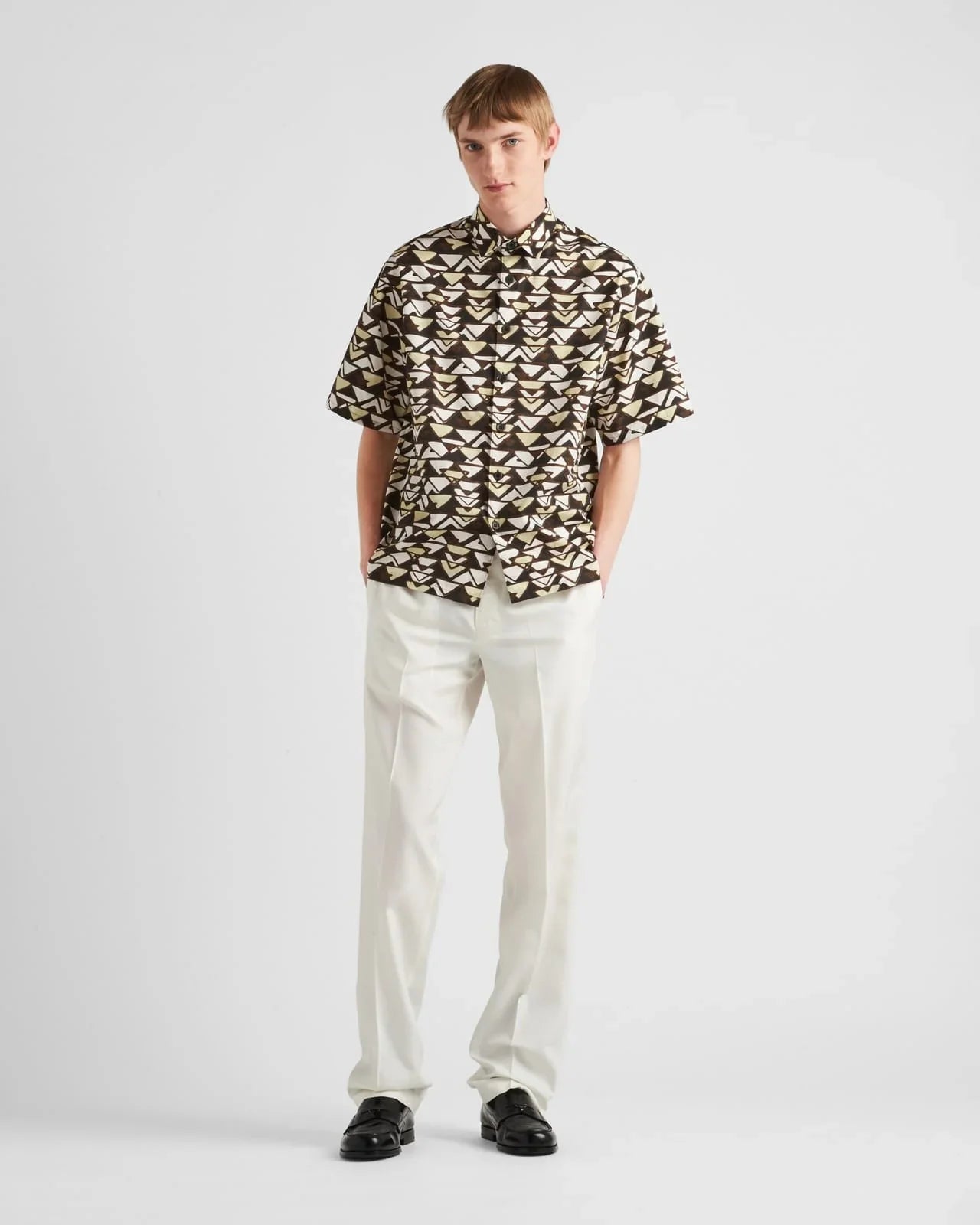 PRADA || Short-Sleeved Silk Twill Shirt