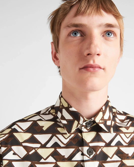 PRADA || Short-Sleeved Silk Twill Shirt