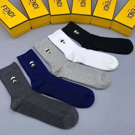 FENDI || Invisible Men Logo Socks (Pack Of Five)