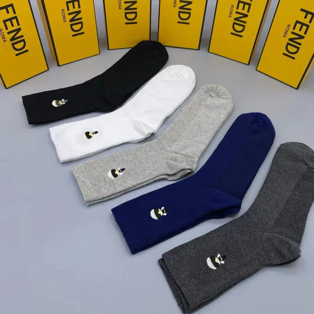 FENDI || Invisible Men Logo Socks (Pack Of Five)