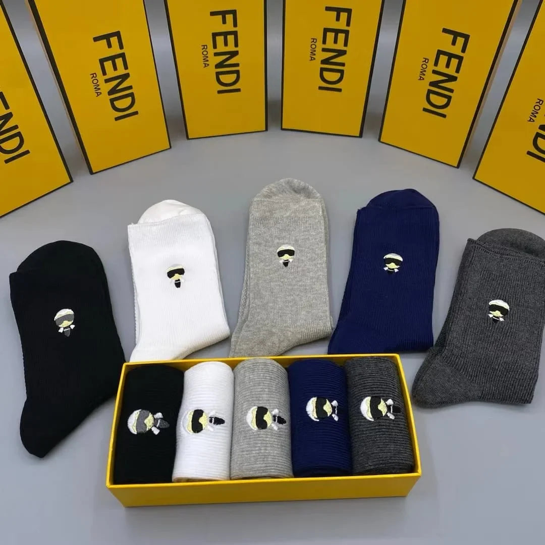 FENDI || Invisible Men Logo Socks (Pack Of Five)