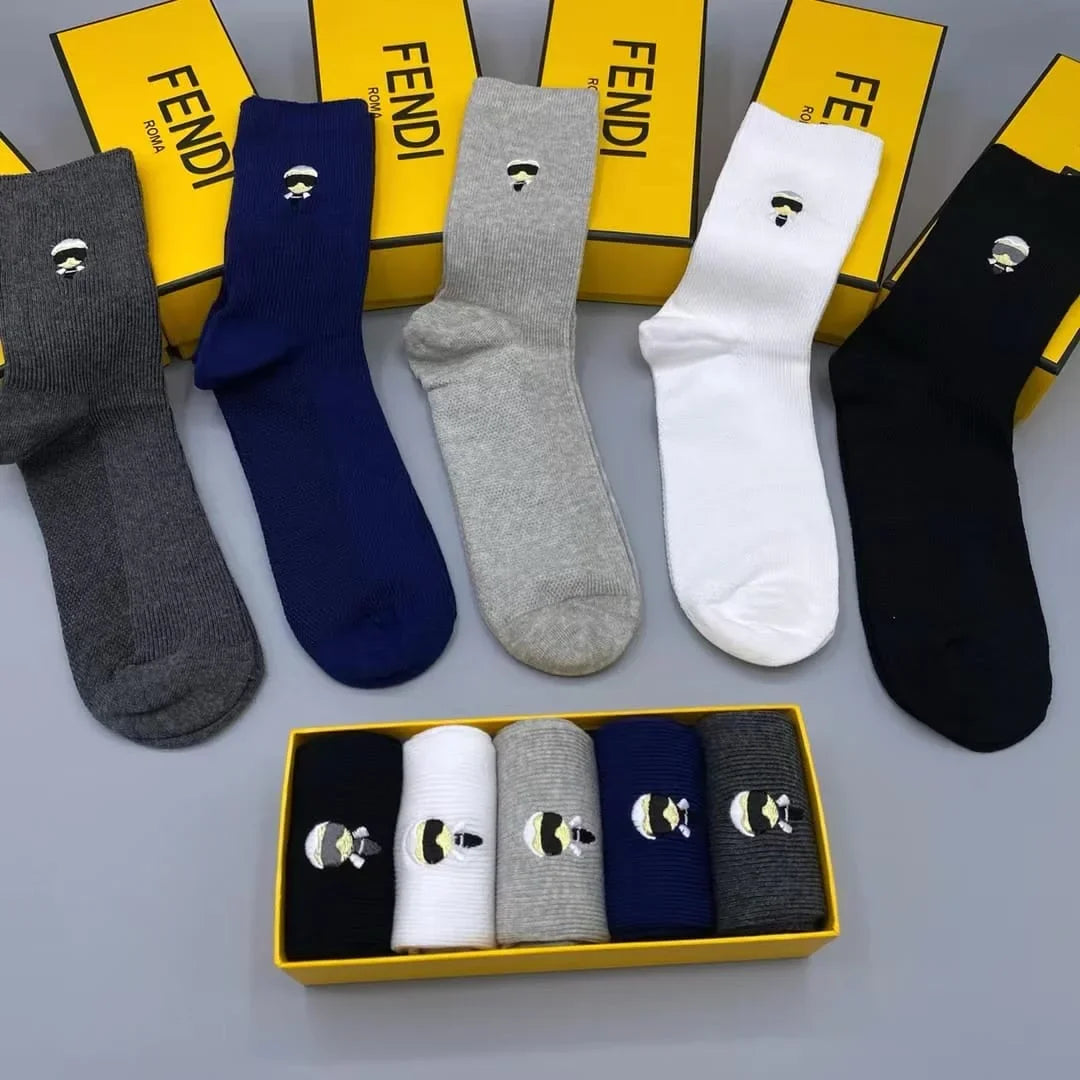 FENDI || Invisible Men Logo Socks (Pack Of Five)