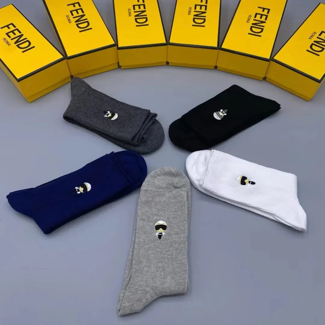 FENDI || Invisible Men Logo Socks (Pack Of Five)