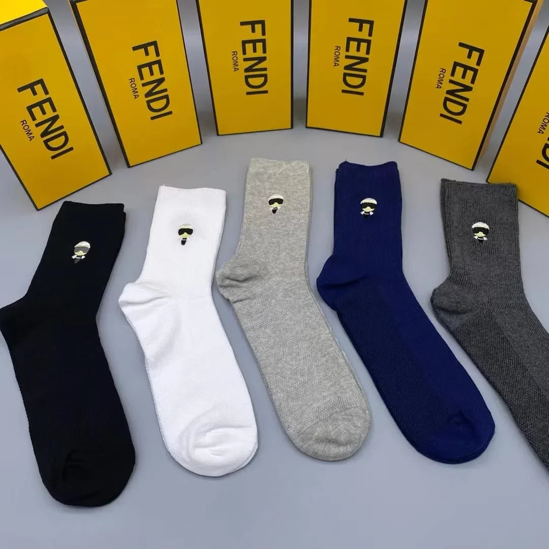 FENDI || Invisible Men Logo Socks (Pack Of Five)