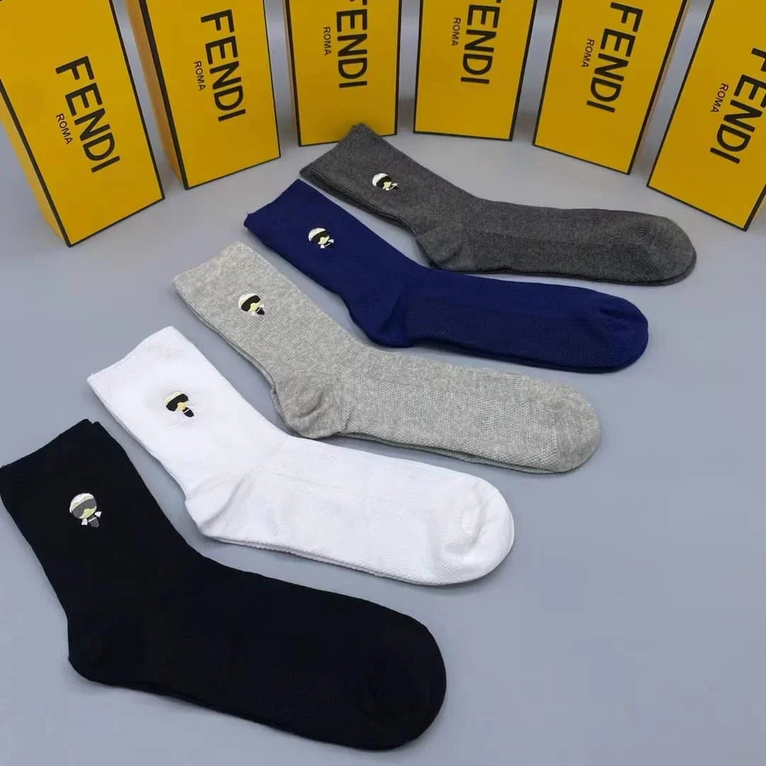 FENDI || Invisible Men Logo Socks (Pack Of Five)