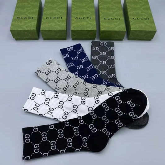 GUCCI || Monogram Pattern Stretch Cotton Socks (Pack Of Five)