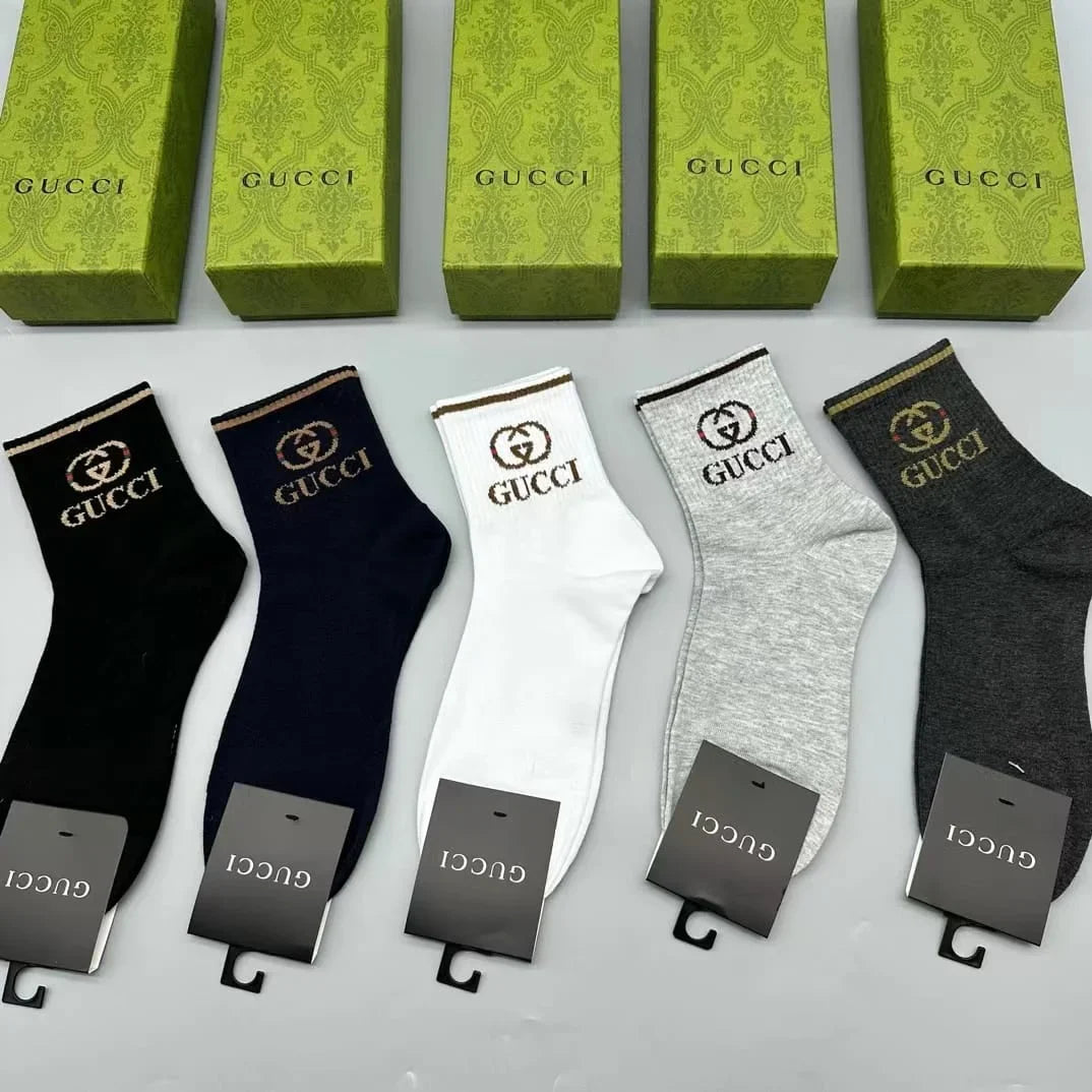 GUCCI || GG Logo Striped Ribbed Cotton-Blend Socks