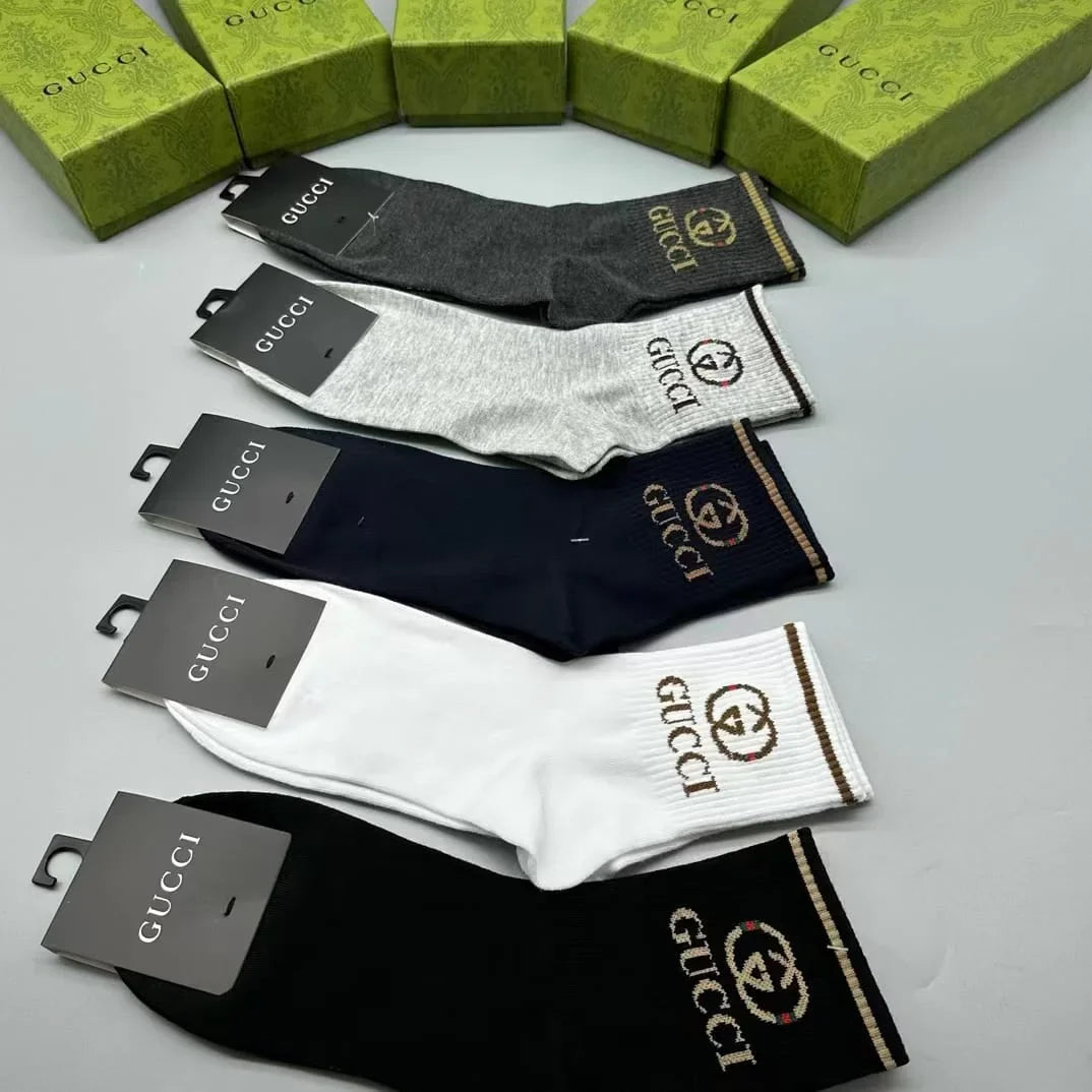 GUCCI || GG Logo Striped Ribbed Cotton-Blend Socks