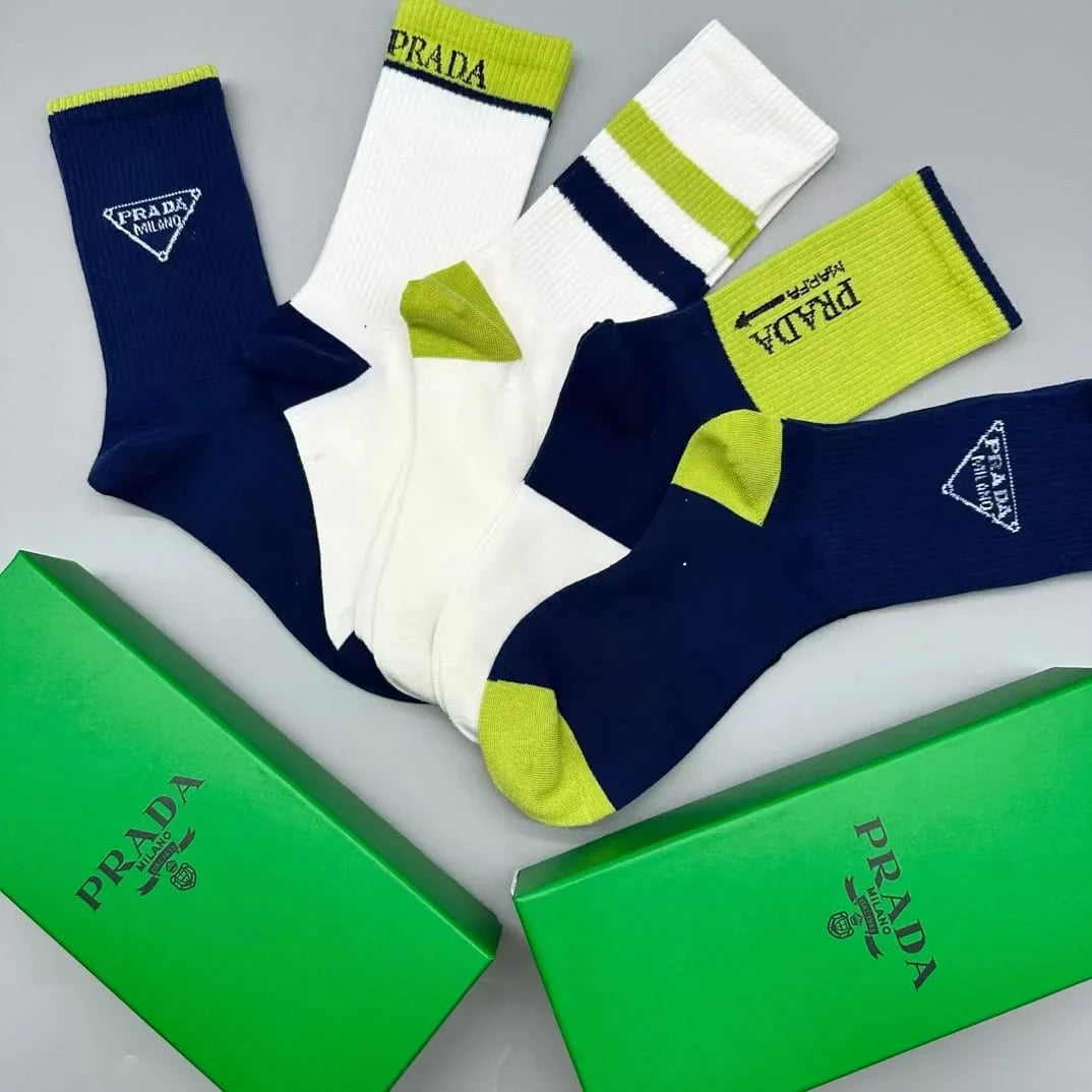 PRADA || Prada Logo Two Toned Premium Socks For Men