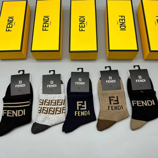 FENDI || FF Logo Latest Crew Length Socks (Pack Of Five Pair)