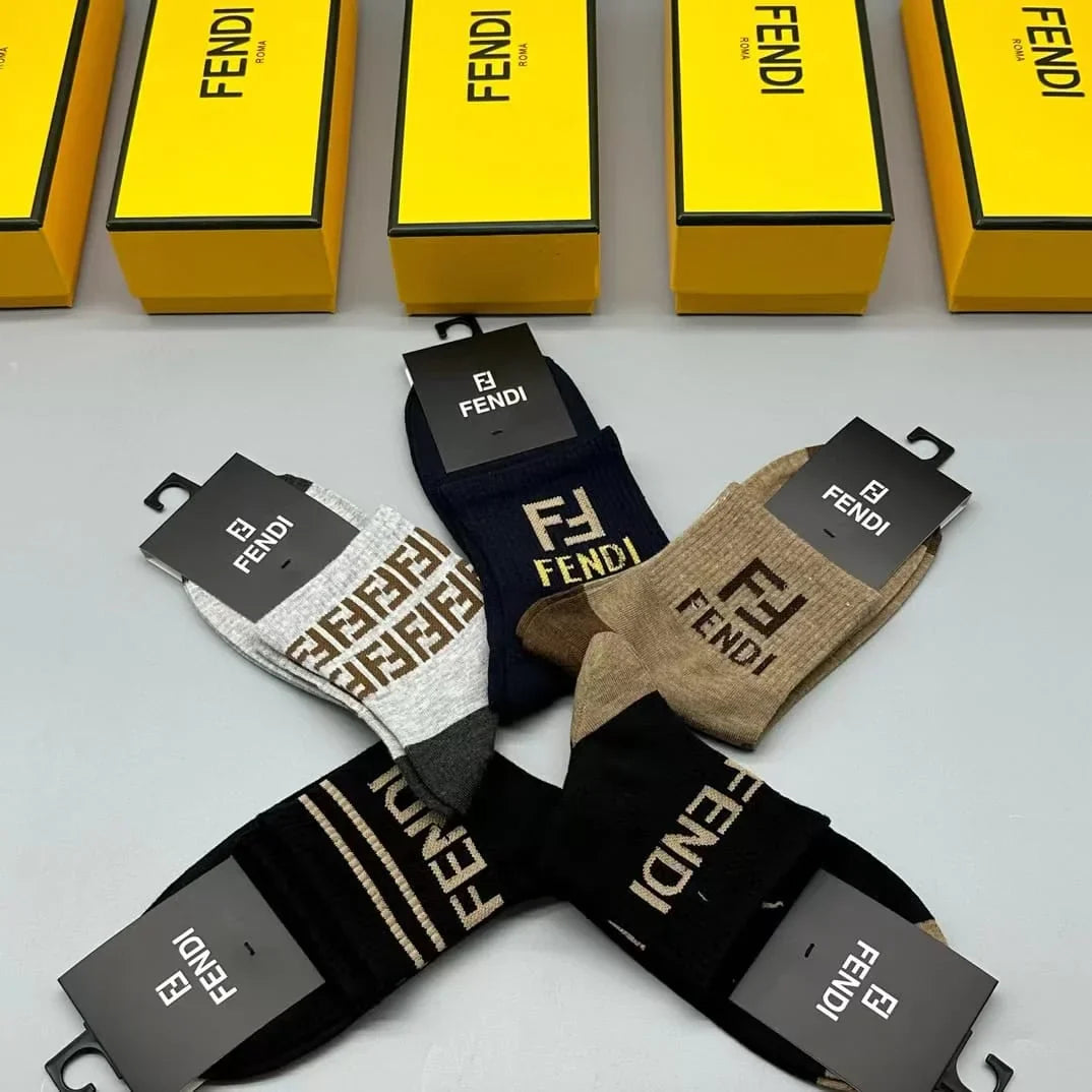 FENDI || FF Logo Latest Crew Length Socks (Pack Of Five Pair)