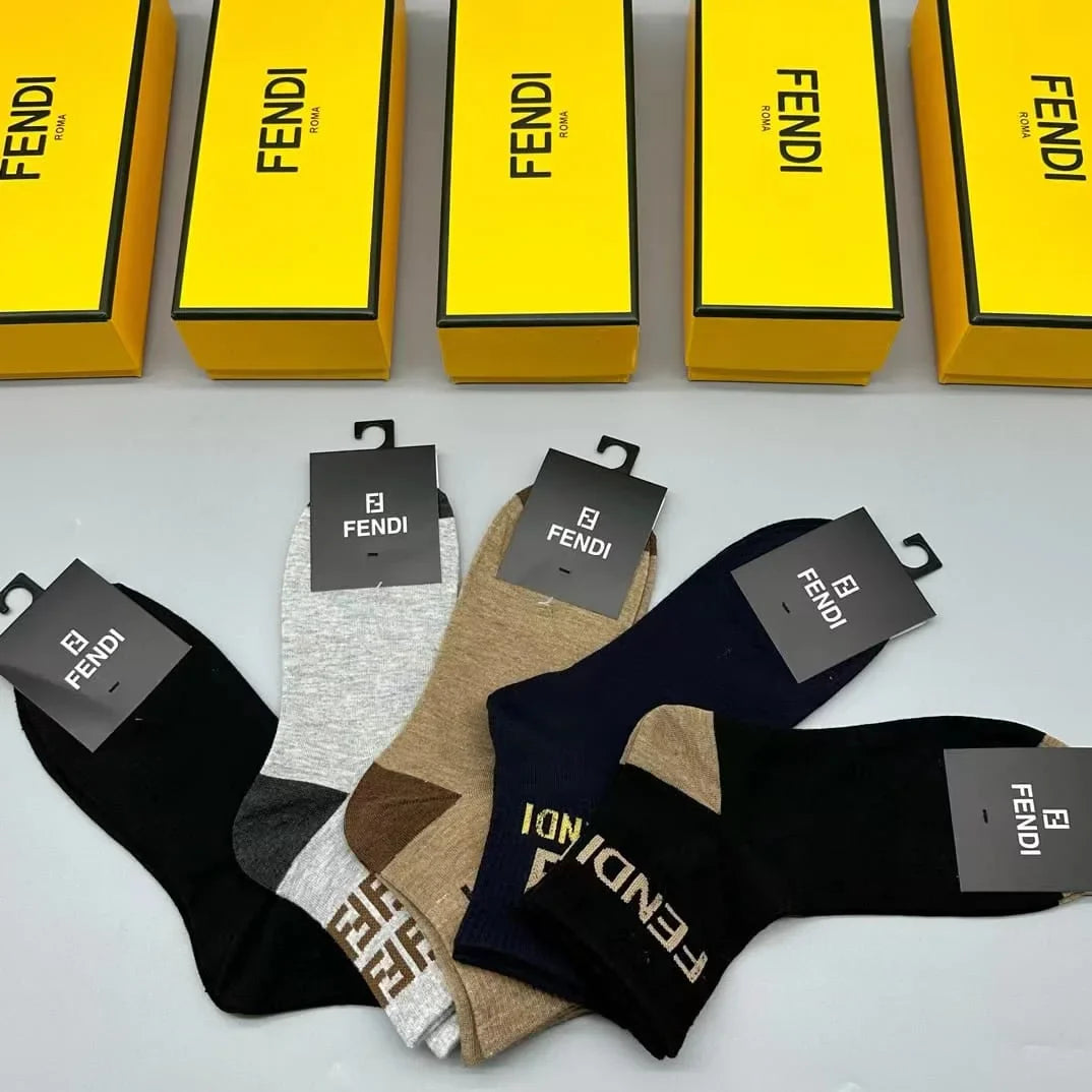 FENDI || FF Logo Latest Crew Length Socks (Pack Of Five Pair)