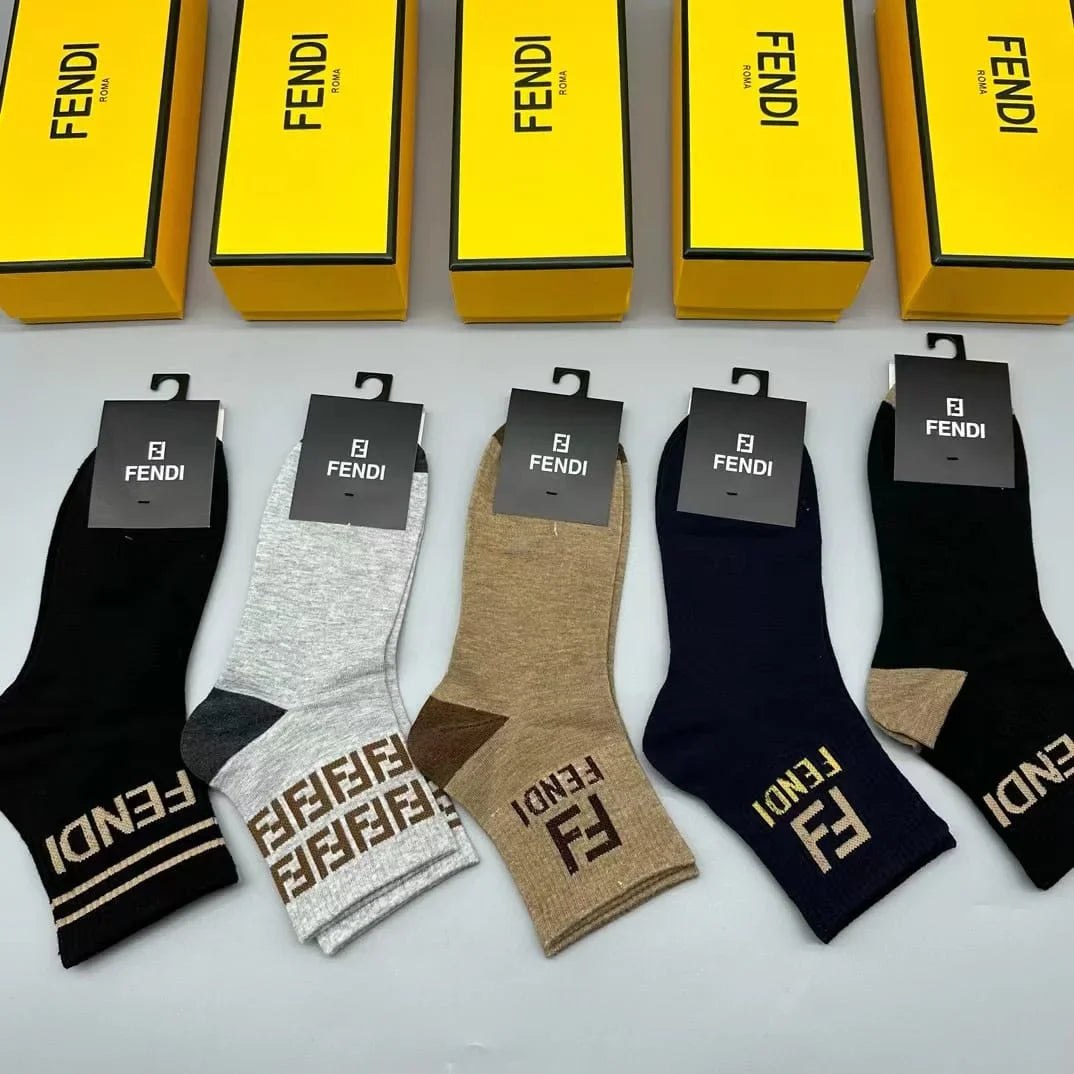 FENDI || FF Logo Latest Crew Length Socks (Pack Of Five Pair)