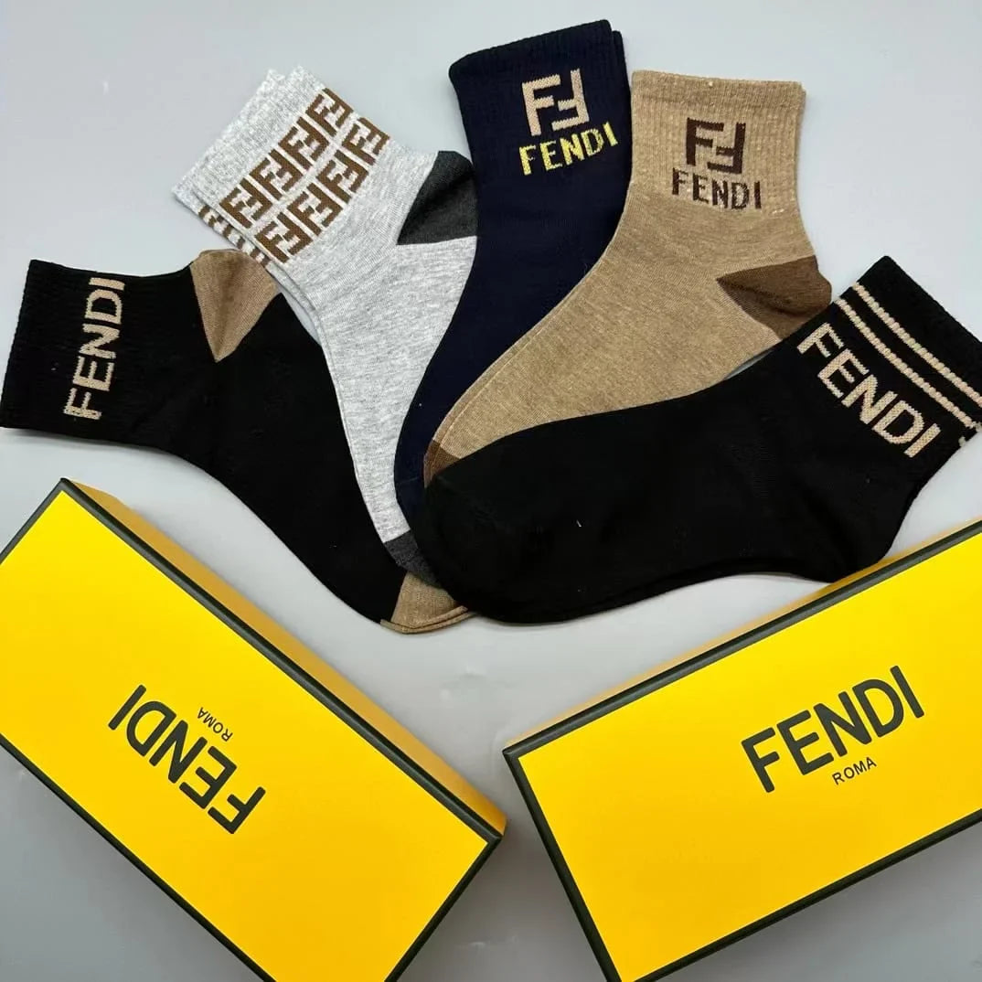 FENDI || FF Logo Latest Crew Length Socks (Pack Of Five Pair)