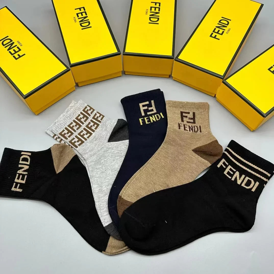 FENDI || FF Logo Latest Crew Length Socks (Pack Of Five Pair)