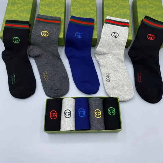 GUCCI || Men,s Pure Cotton GG Embroidered Logo Socks